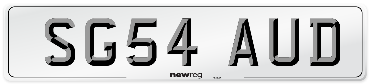SG54 AUD Number Plate from New Reg